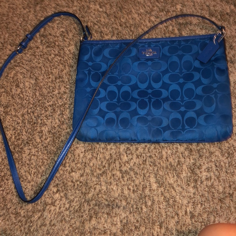 COACH Crossbody Bag, Leather Trim, Royal Blue